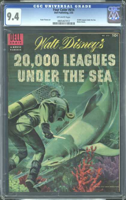 CGC Graded Comics - Four Color #614 (CGC) - Shark - Water - Diver - Tanks - Bubbles