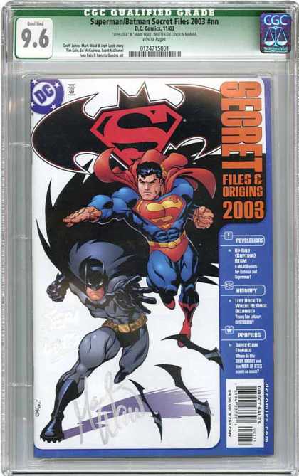 CGC Graded Comics - Superman/Batman Secret Files 2003 #nn (CGC) - Dc Origins - Collectable Comics - Superman Secret Files And Origins - Batman Secret Files And Origins - Secret Files And Origins 2003