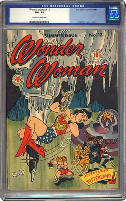 CGC Graded Comics - Wonder Woman #13 (CGC) - Woman - Red - People - Girl - Wall