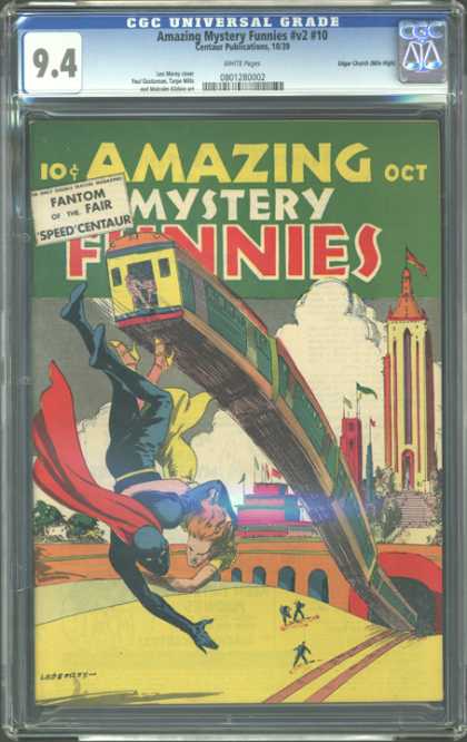 CGC Graded Comics - Amazing Mystery Funnies #v2 #10 (CGC) - Amazing Mystery Funnies - Fantom Of The Fair - Speed Centaur - Train - Skyscraper