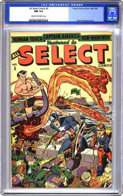 CGC Graded Comics - All Select Comics #5 (CGC) - Human Torch - Captain America - Sub-mariner - Japanese Soldiers - Bent Gun