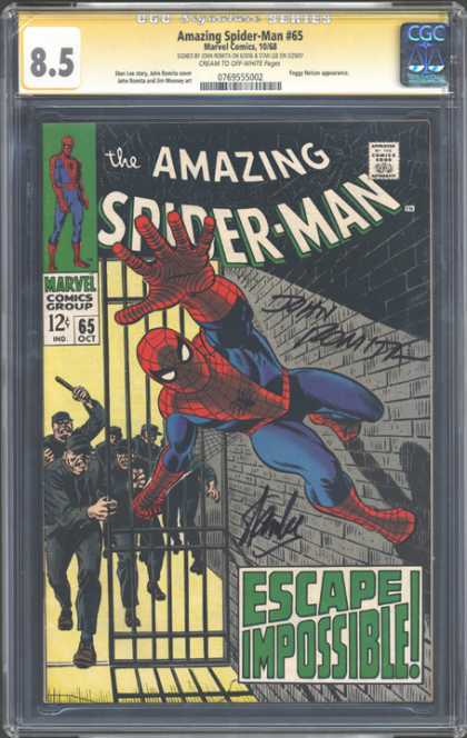 CGC Graded Comics - Amazing Spider-Man #65 (CGC) - Comics Code Authority - Marvel Comics - 12 Cents - October - Brick Wall