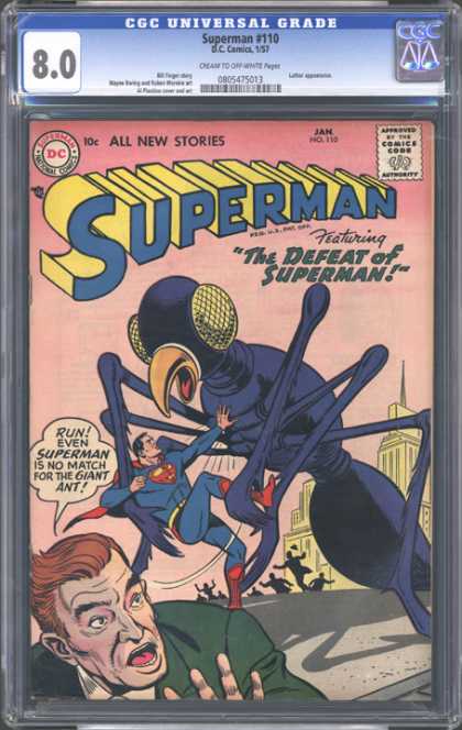 CGC Graded Comics - Superman #110 (CGC) - The Defeat Of Superman - Giant Ant - Run - City - No 118
