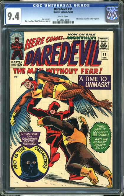 CGC Graded Comics - Daredevil #11 (CGC) - Unmask - Blue Wings - Daredevil - Organizer - Birdman