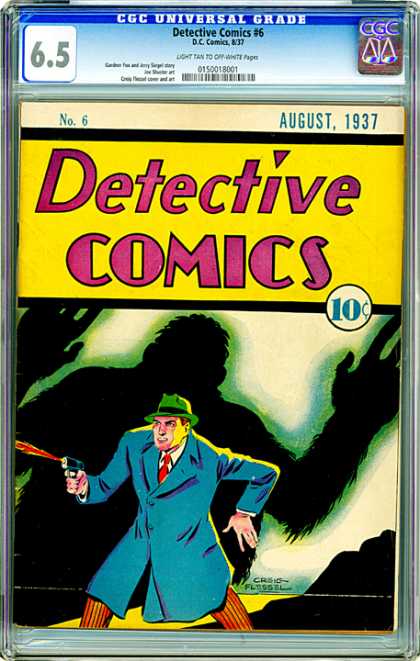 CGC Graded Comics - Detective Comics #6 (CGC) - Gun - Blue Coat - Shadow - Green Hat - Man