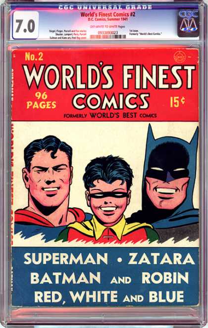 CGC Graded Comics - World's Finest Comics #2 (CGC) - Superman - Batman - Robin - Red - White