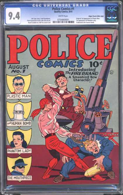 CGC Graded Comics - Police Comics #1 (CGC) - Police - Plastic Man - Human Bomb - Phantom Lady - Mouthpiece