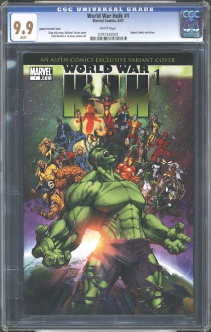 CGC Graded Comics - World War Hulk #1 (CGC) - Fictional Characters - Words - Black - Numbers - Green