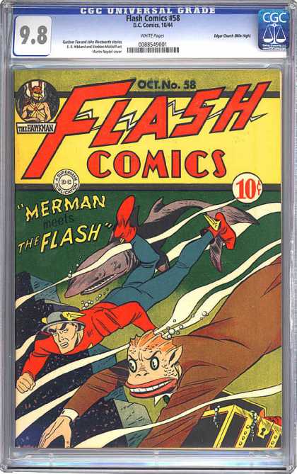 CGC Graded Comics - Flash Comics #58 (CGC) - Flash - Merman - October - Hawkman - 10 Cents
