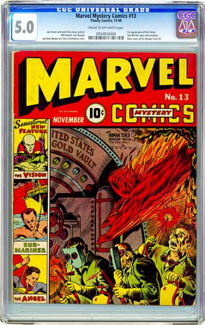 CGC Graded Comics - Marvel Mystery Comics #13 (CGC) - Gold Vault - Angel - Sensational New Features - The Vision - Sub-mariner