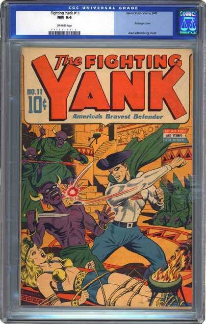 CGC Graded Comics - Fighting Yank #11 (CGC) - Fighting Yank - Temple - Female - Green Hoods - Horned Creatures