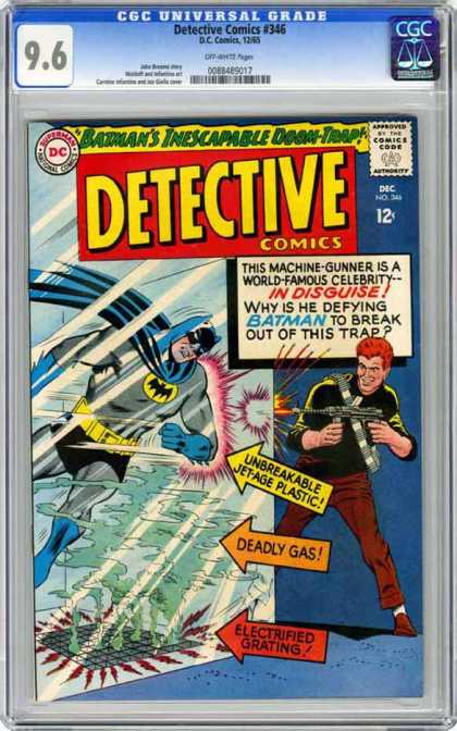 CGC Graded Comics - Detective Comics #346 (CGC) - Deadly Gas - Electrified Grating - Batman - One Gun Is Firing - Unbreakable Jet-age Plastic