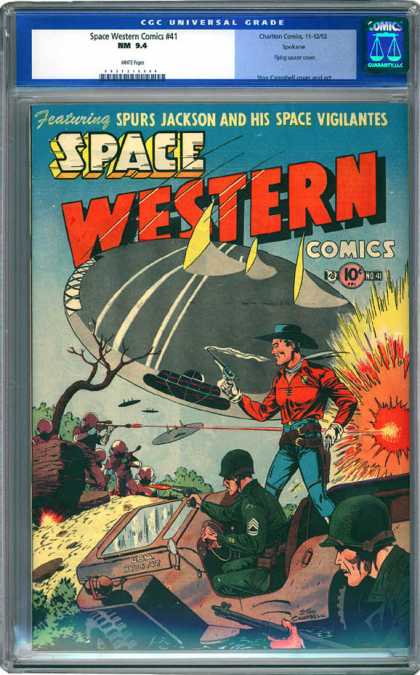 CGC Graded Comics - Space Western Comics #41 (CGC) - Spurs Jackson - Space Vigilantes - Flying Saucers - Army - Army Jeep