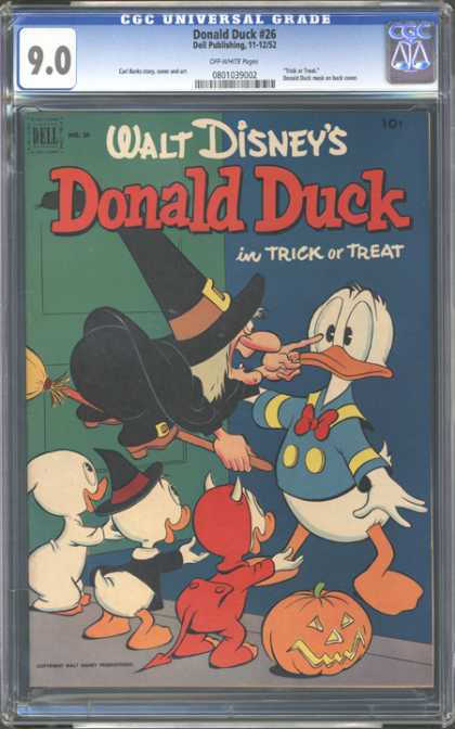 CGC Graded Comics - Donald Duck #26 (CGC) - Witch - Broom - Costumes - Bill - Halloween