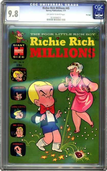 CGC Graded Comics - Richie Rich Millions #45 (CGC) - Heavy Set Woman - Red Cheeks - Pearl Necklace - Big Boobs - Money