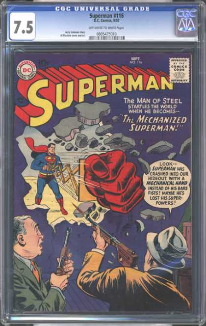 CGC Graded Comics - Superman #116 (CGC) - Fist - Superman - Mechanized Superman - Number 116 - Gun