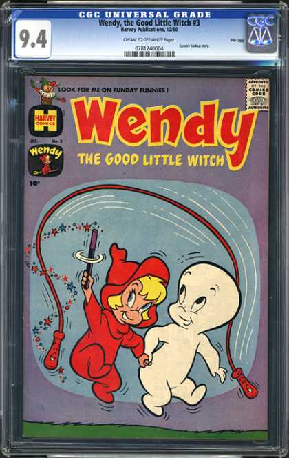 CGC Graded Comics - Wendy, the Good Little Witch #3 (CGC) - Harvey Comics - Red Costume - Casper - White Ghost - Red Jump Rope