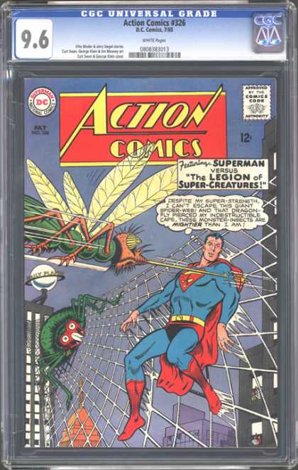 CGC Graded Comics - Action Comics #326 (CGC) - Action Comics - Bug - Wings - Superman - Web