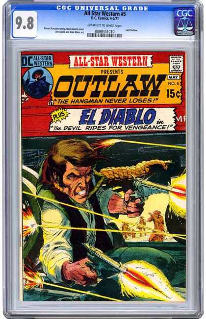 CGC Graded Comics - All Star Western #5 (CGC) - El Diablo - Noose - The Hangman Never Loses - Revolver - Gun Fire