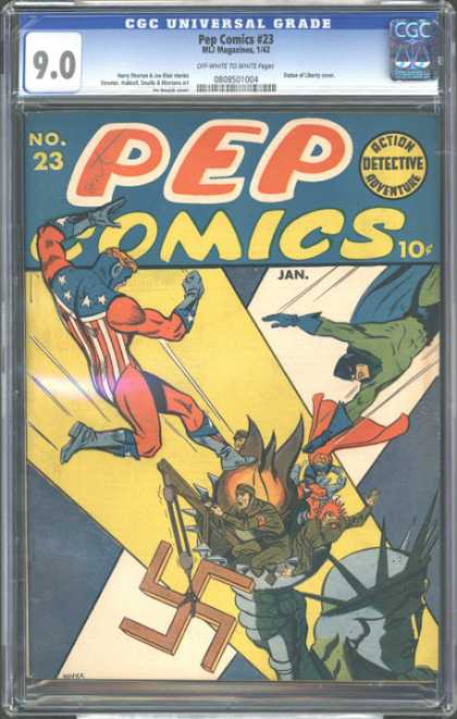 CGC Graded Comics - Pep Comics #23 (CGC) - No 23 - Cgc Universal Grade - Action Detective Adventure - Statue Of Liberty - Jan