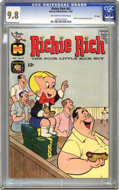 CGC Graded Comics - Richie Rich #63 (CGC) - Poor Little Rich Boy - Hot Dog - Baseball Game - Sitting On Money - Grand Stand