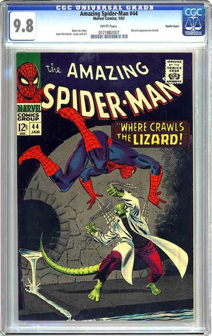 CGC Graded Comics - Amazing Spider-Man #44 (CGC) - The Amazing Spiderman - Spider Web - Where Crawls The Lizard - Marvel Comics - Drain
