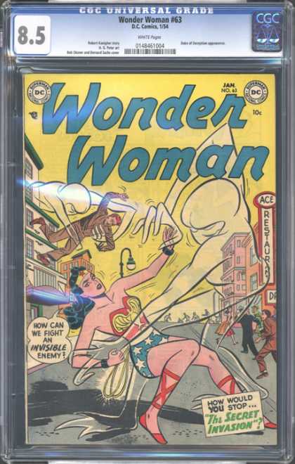 CGC Graded Comics - Wonder Woman #63 (CGC) - 85 - Wonder Woman - Ace - Restaurant - The Secret Invasion