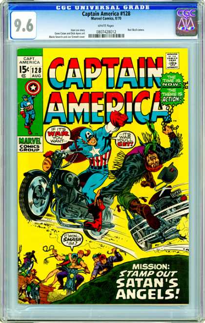 CGC Graded Comics - Captain America #128 (CGC) - Marvel - Action - War - Motorcycles - Mission