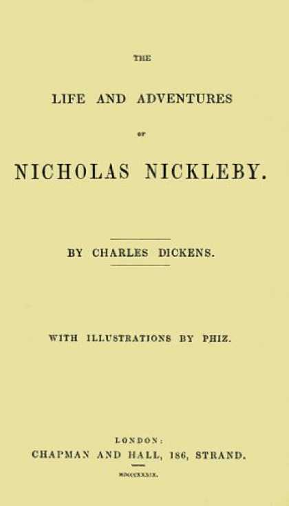 Charles Dickens Books - The Life and Adventures of Nicholas Nickleby