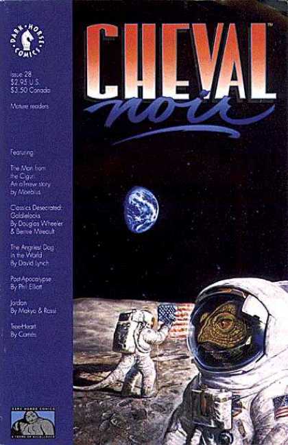 Cheval Noir 28 - Moon - Space - Alien - Flag - Spaceman