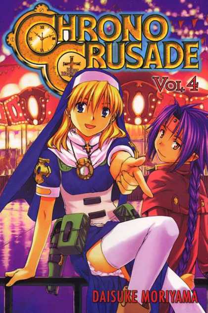 Chrono Crusade 4 - Purple Hair - Blonde Hair - Blue Dress - Cross - Carnaval