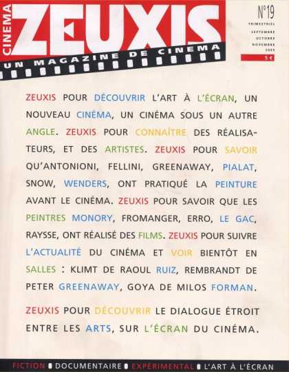 Cinema Zeuxis 19 - Cinema - Zeuxis - Fiction - Documentary - Comic