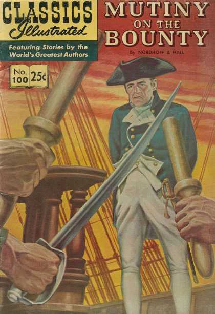Sword - White Pants - Golden Sky - Hand - Black Hat Classics Illustrated - Mutiny on the Bounty - Sword - White Pants - Golden Sky - Hand - Black Hat