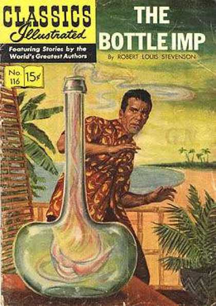 Bottle - Driking Man - Sea - Home - A Man See A Somthing Classics Illustrated - The Bottle Imp - Bottle - Driking Man - Sea - Home - A Man See A Somthing
