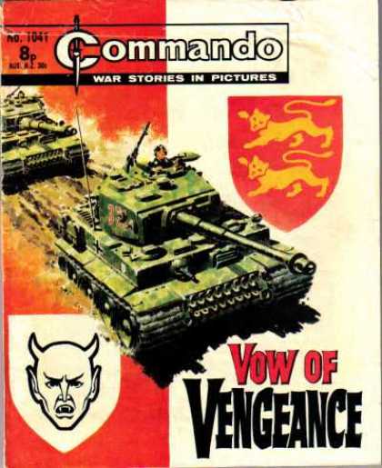 Commando 1041 - War Stories In Pictures - Army Tank - Vow Of Vengance - Devil - Lion Crest