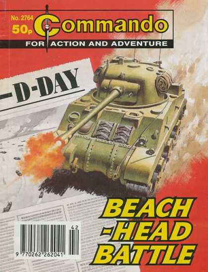 Commando 2764 - Beach-head Battle - Tank - D-day - Newspaper - No 2764
