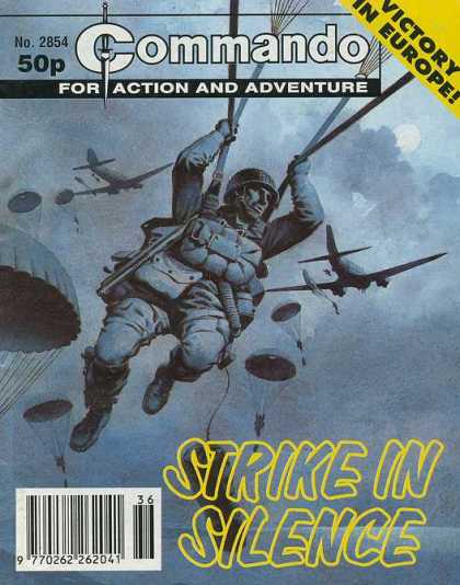 Commando 2854 - War Comics - Parachuting Army Men - Europe Army - Plane Flying Comics - Plane Air Strike