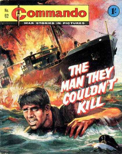 Commando 62 - Man - Ocean - Ship - Fire - Swim
