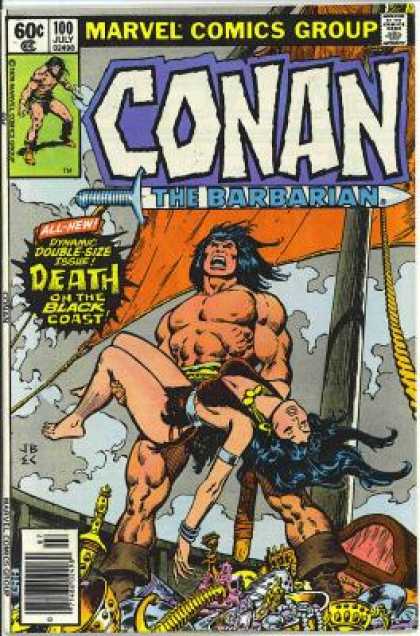 Conan the Barbarian 100 - Treasure - Ship - Sail - Woman - Swords - Ernie Chan, John Buscema