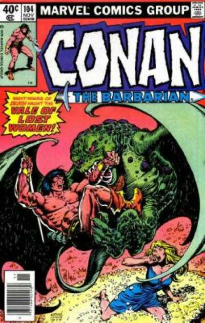 Barbarian - Battle - Sword - Green Monster - Blonde Woman - Ernie Chan Conan the Barbarian 104 - Barbarian - Battle - Sword - Green Monster - Blonde Woman - Ernie Chan