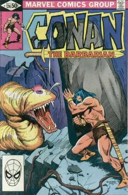 1 Eye Snake - Rocks - Mountains - Siderman In Corner - Marvel Comics Group - John Buscema, Terry Austin Conan the Barbarian 126 - 1 Eye Snake - Rocks - Mountains - Siderman In Corner - Marvel Comics Group - John Buscema, Terry Austin