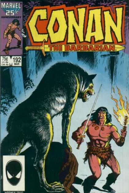 Marvel 25th Anniversary - Giant Wolf - Torch - Dark Woods - Rock Conan the Barbarian 192 - Marvel 25th Anniversary - Giant Wolf - Torch - Dark Woods - Rock