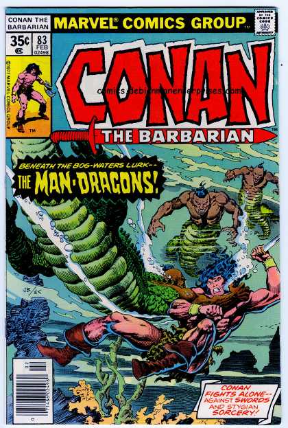 Conan the Barbarian 83 - Underwater - Man-dragons - Fight - Bog - Ernie Chan, John Buscema