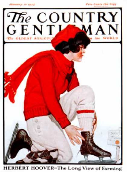 Country Gentleman - 1925-01-10: Lacing Her Skates (Remington Schuyler)