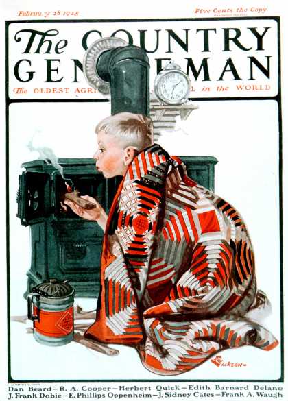 Country Gentleman - 1925-02-28: Lighting the Wood Stove (E. M. Jackson)