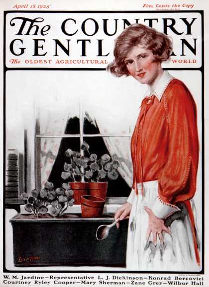 Country Gentleman - 1925-04-18: Repotting Her Plants (Harold Brett)