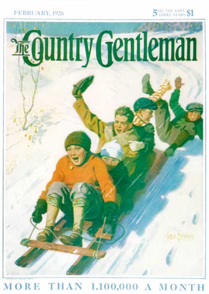 Country Gentleman - 1926-02-01: Tobagganing (George Brehm)