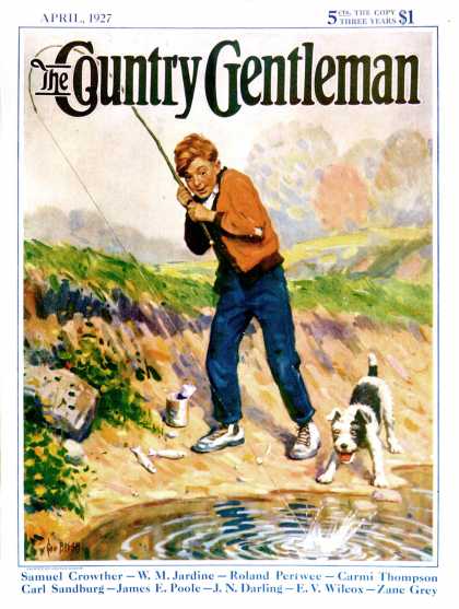 Country Gentleman - 1927-04-01: He's Got a Fish! (George Brehm)