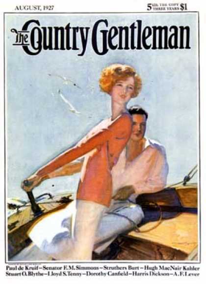 Country Gentleman - 1927-08-01: Couple Sailing (McClelland Barclay)