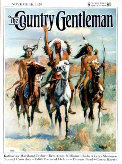 Country Gentleman - 1929-11-01: Indians on Horseback (Paul Strayer)